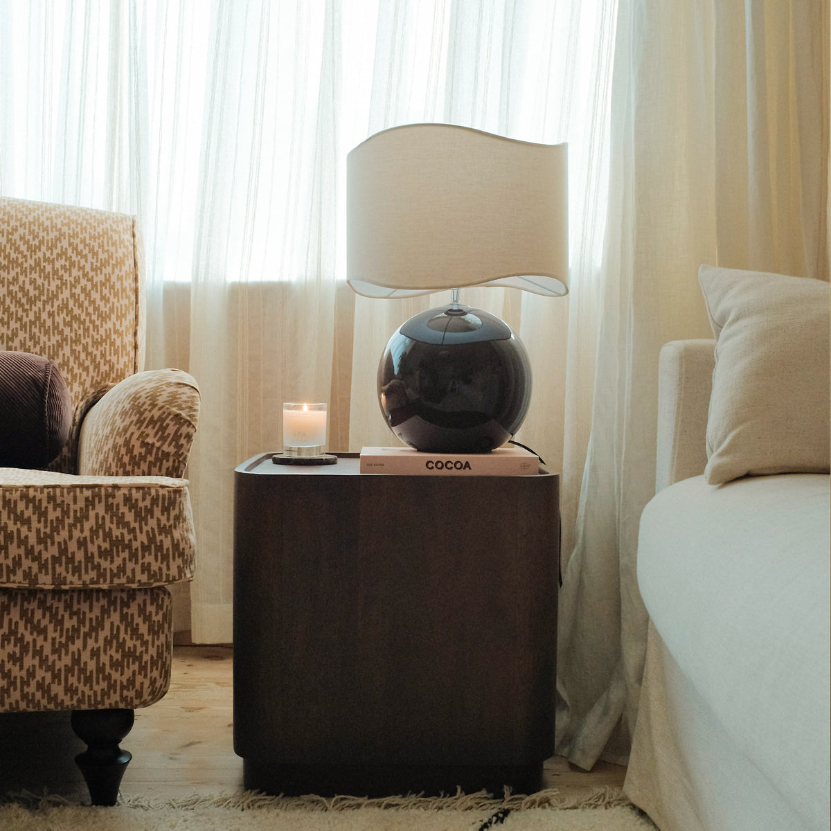 Olera - Chocolate Gloss Ceramic Wave Shade Table Lamp