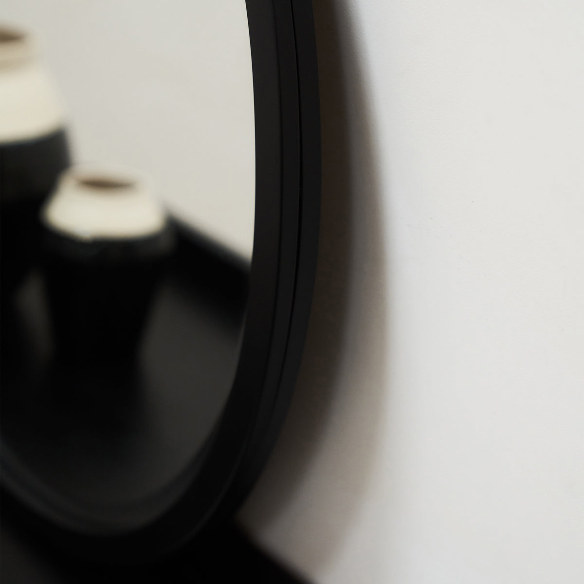 Higgins - Black Metal Modern Round Wall Mirror 40cm x 40cm