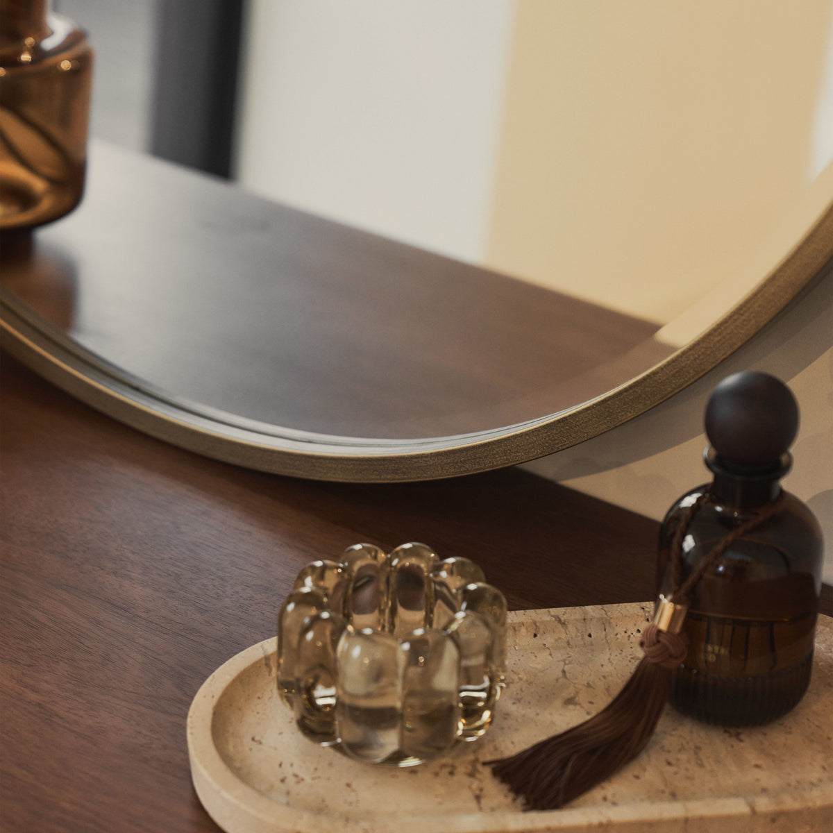 Higgins - Gold Metal Modern Round Wall Mirror 80cm x 80cm