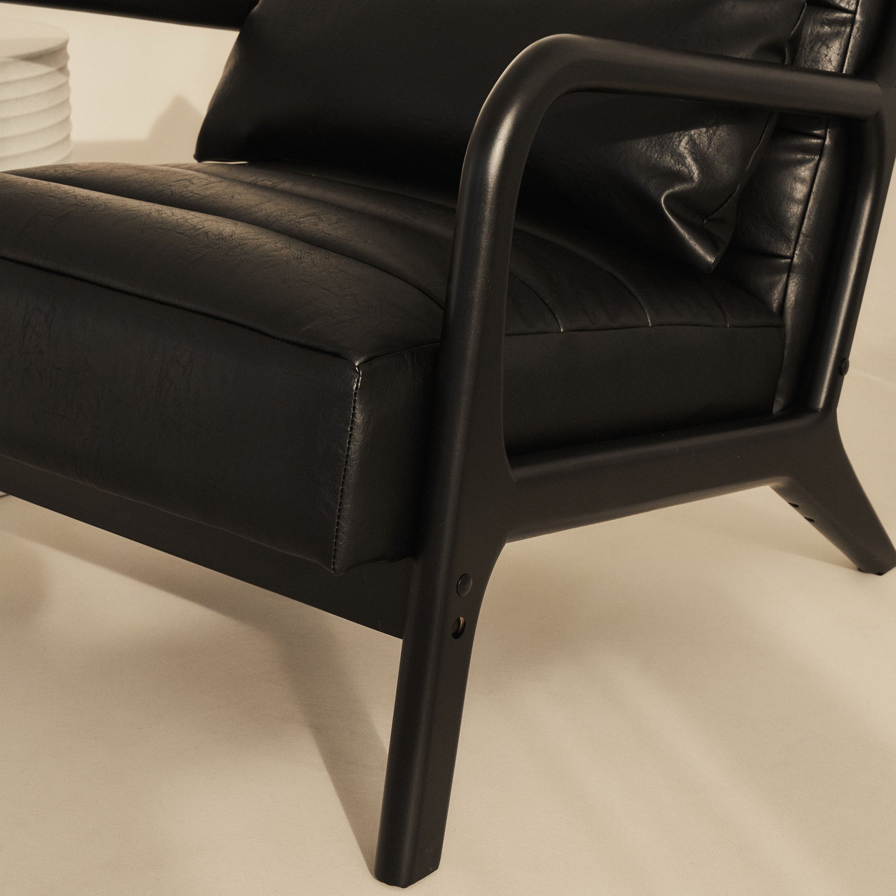 Hudson - Leather Accent Chair Black & Black Wood