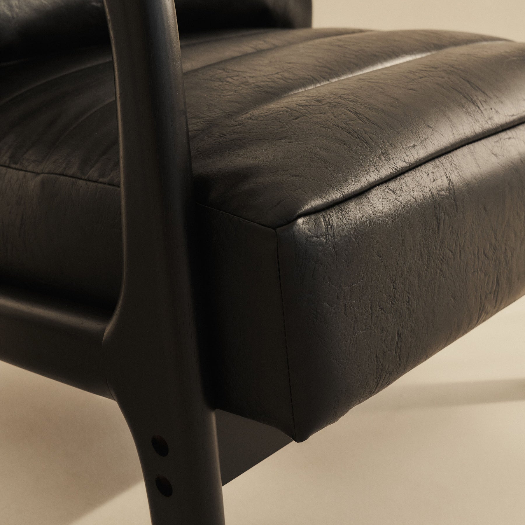 Hudson - Leather Accent Chair Black & Black Wood