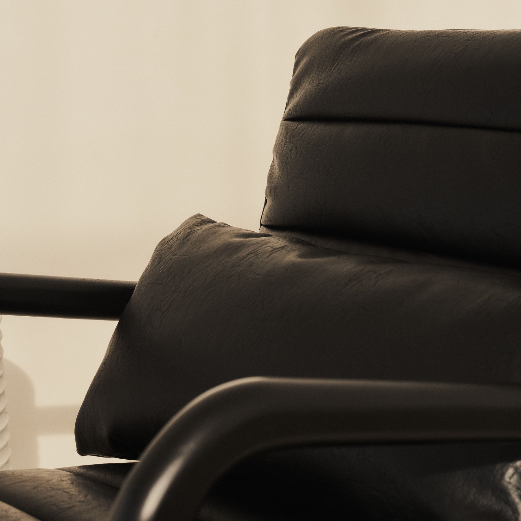 Hudson - Leather Accent Chair Black & Black Wood
