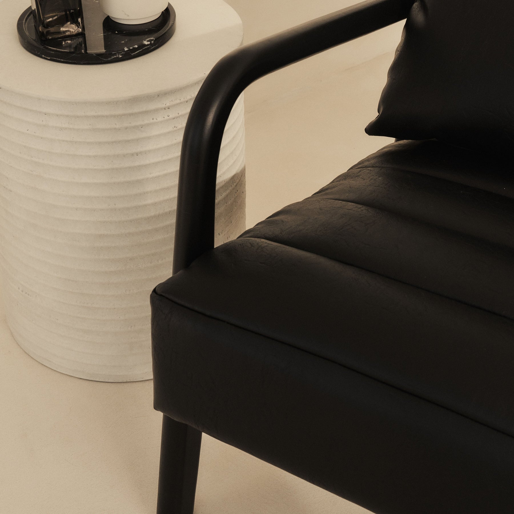 Hudson - Leather Accent Chair Black & Black Wood