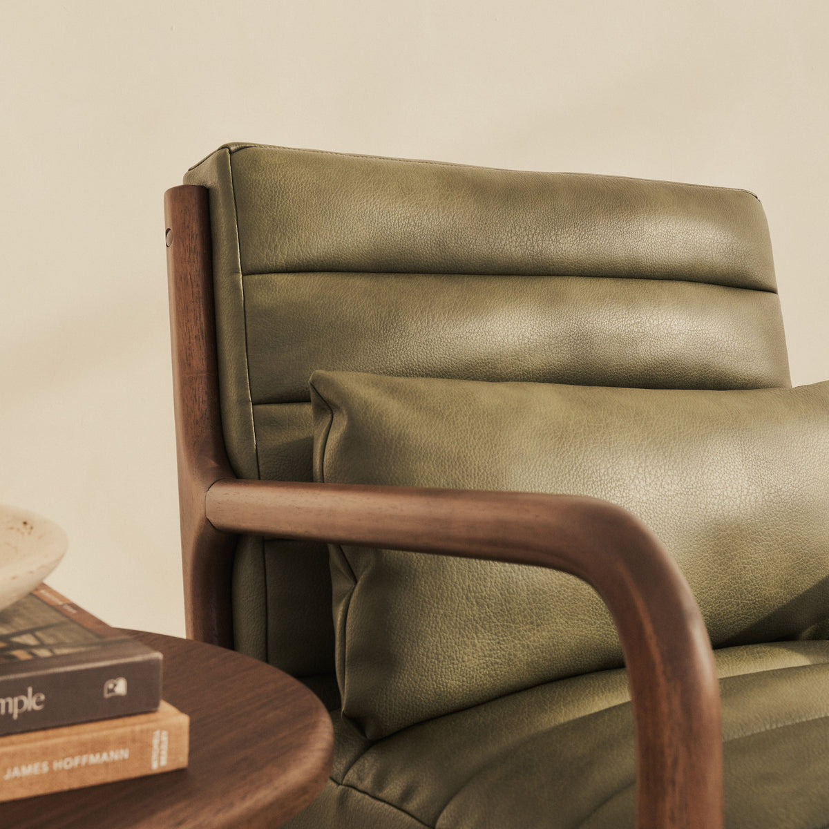 Hudson - Leather Accent Chair Olive & Dark Wood