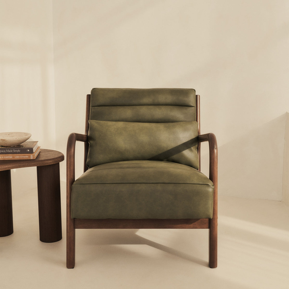 Hudson - Leather Accent Chair Olive & Dark Wood