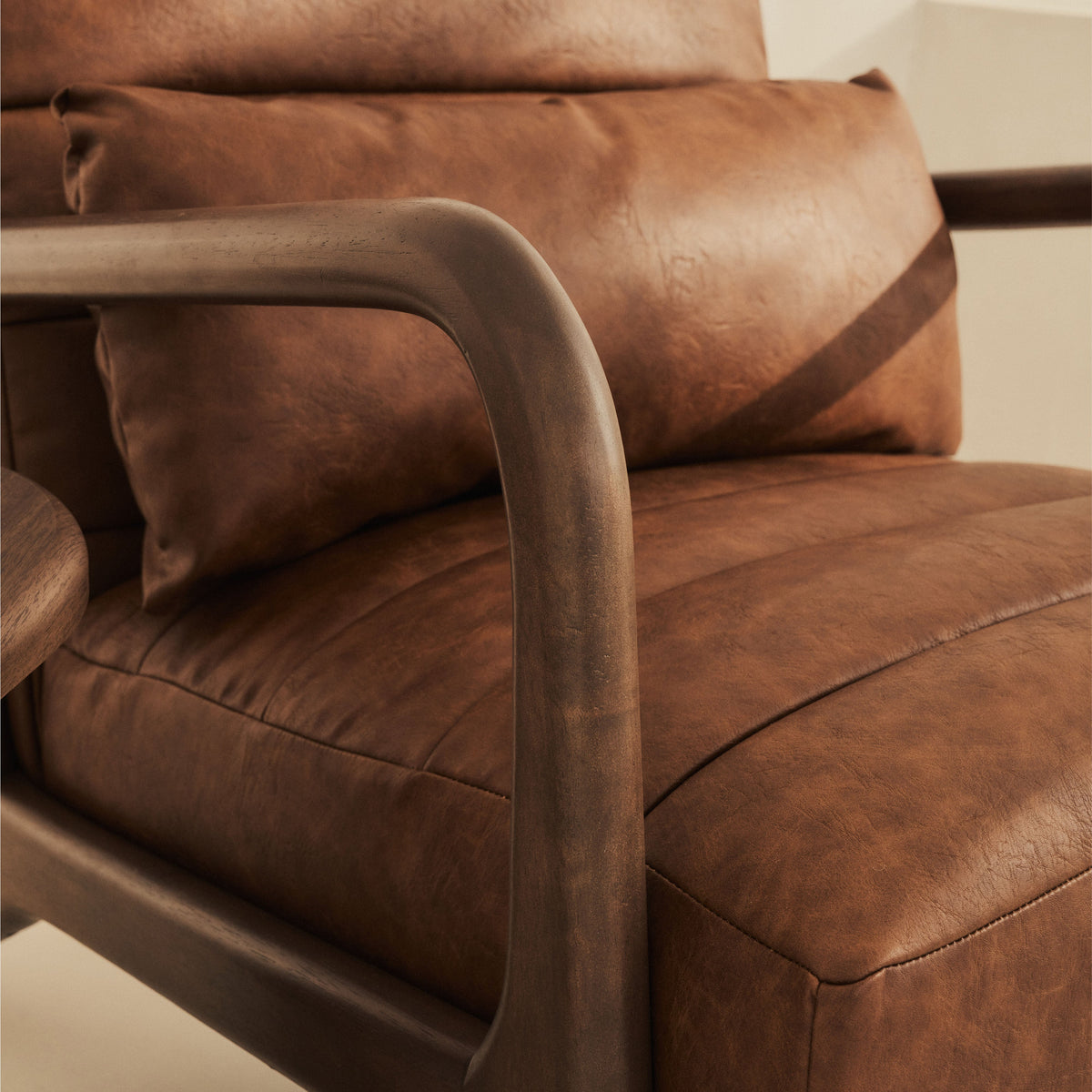 Hudson - Leather Accent Chair Windsor Tan Brown & Dark Wood