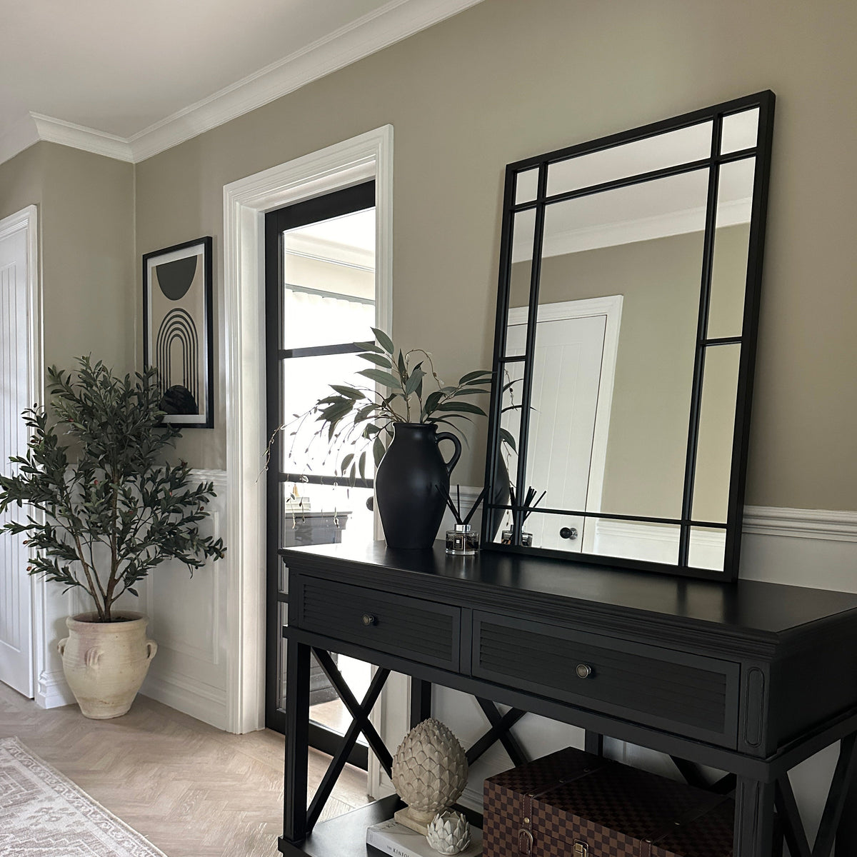 Bexley - Black Rectangular Metal Wall Mirror 100cm x 70cm