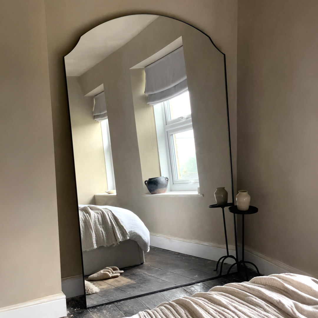 Isla - Extra Large Black Full Length Arched Metal Mirror 190cm x 120cm