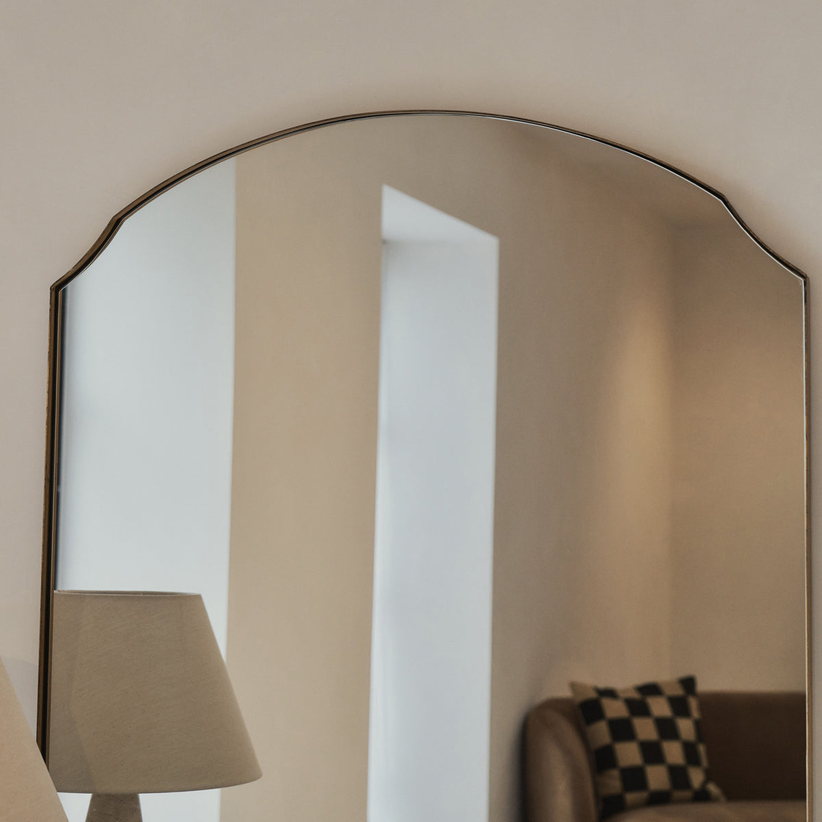 Isla - Gold Arched Metal Overmantle Wall Mirror 120cm x 90cm