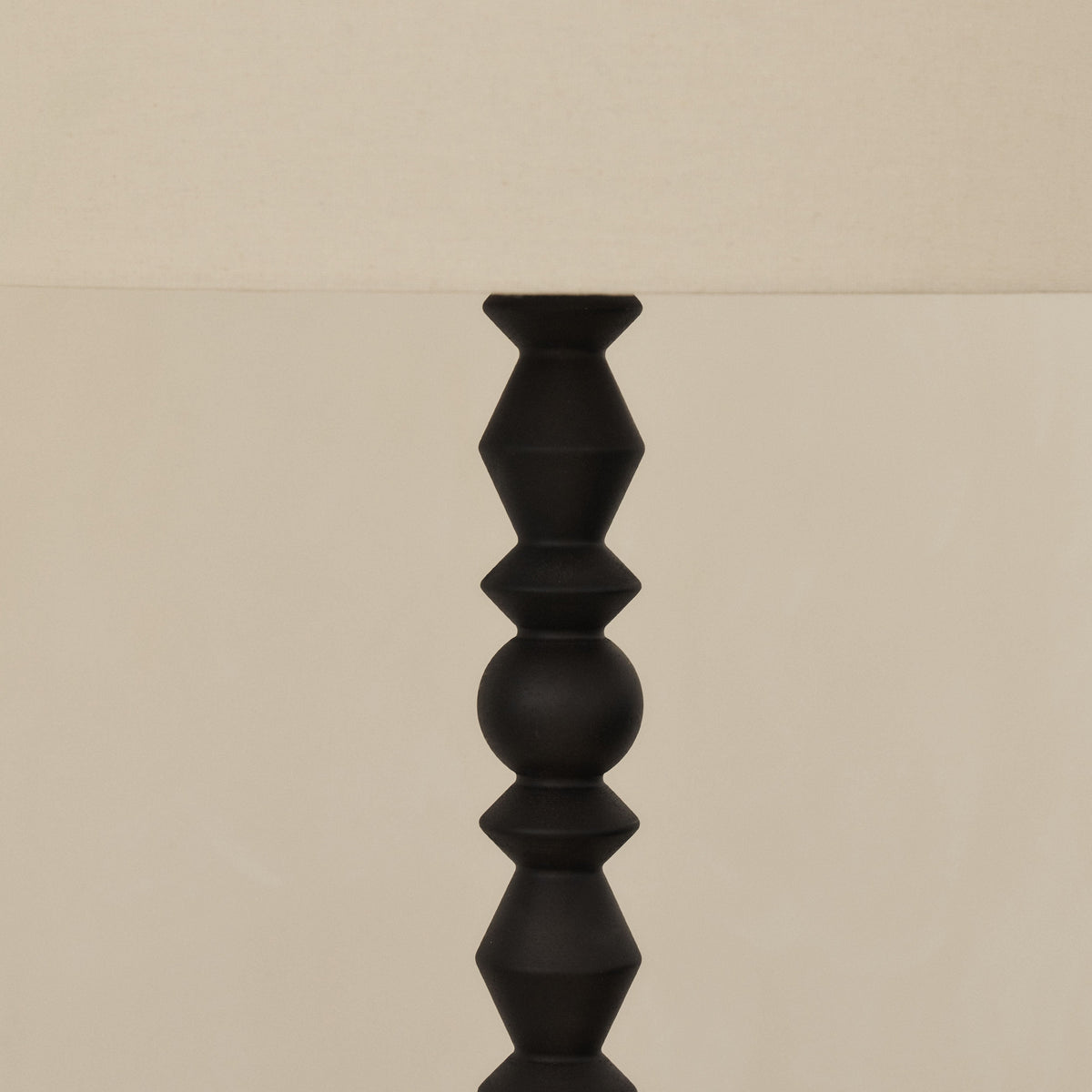 Ivy - Black Wood Drum Shade Table Lamp