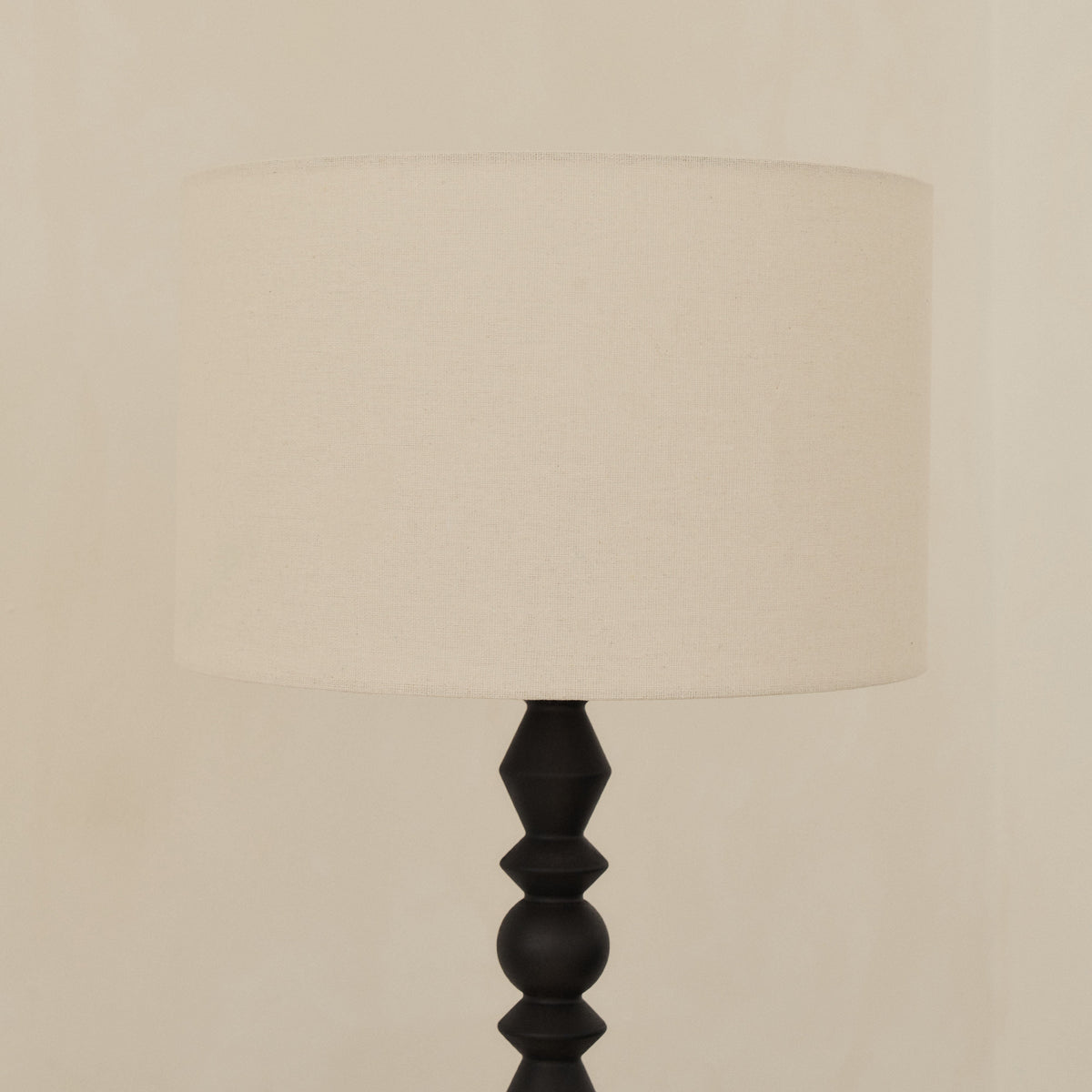 Ivy - Black Wood Drum Shade Table Lamp
