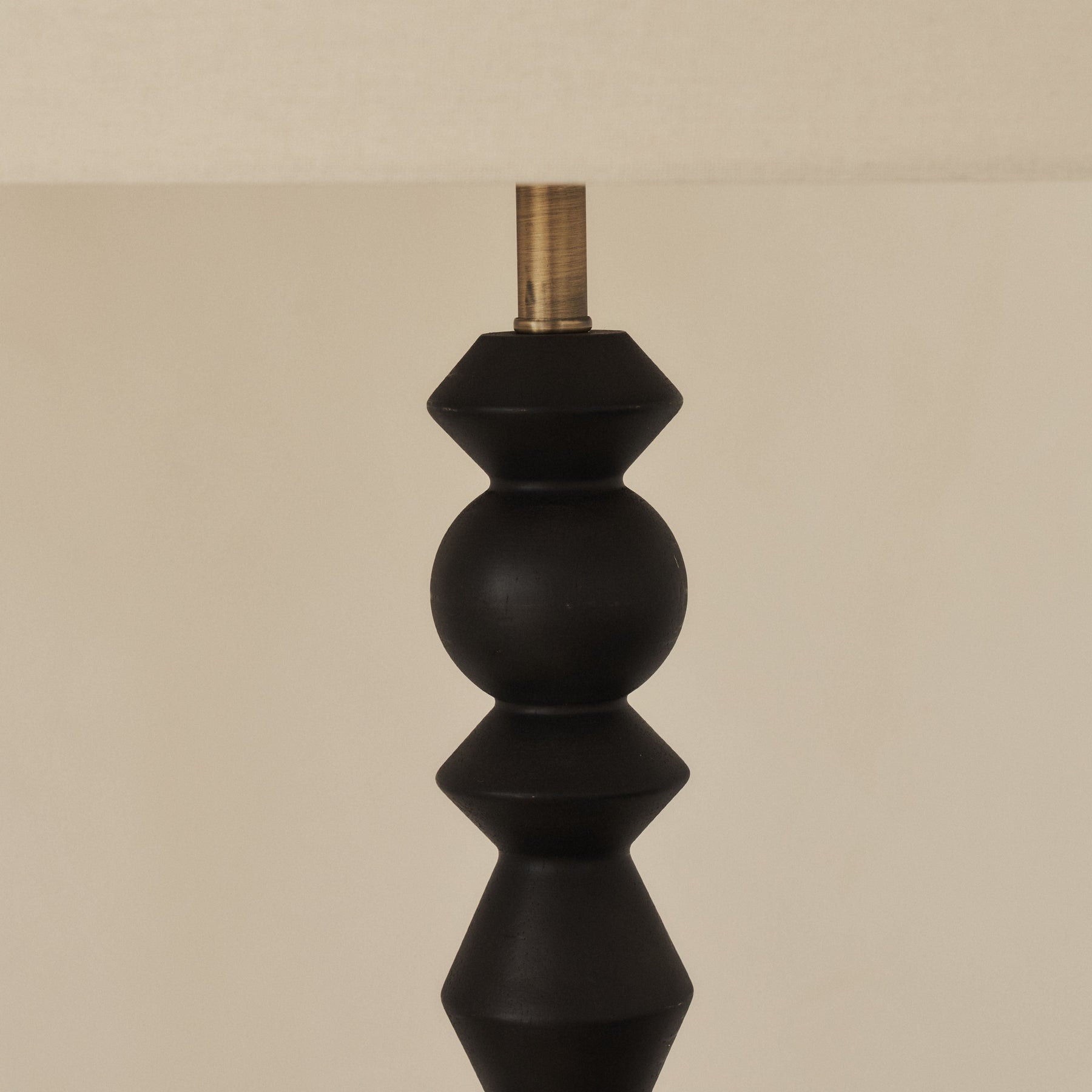 Ivy - Black Wood Drum Shade Floor Lamp