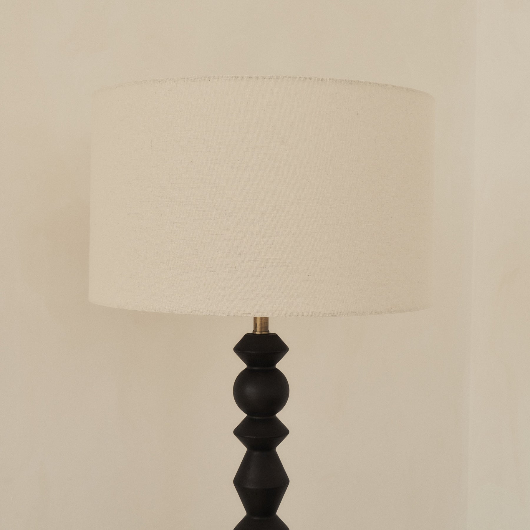 Ivy - Black Wood Drum Shade Floor Lamp