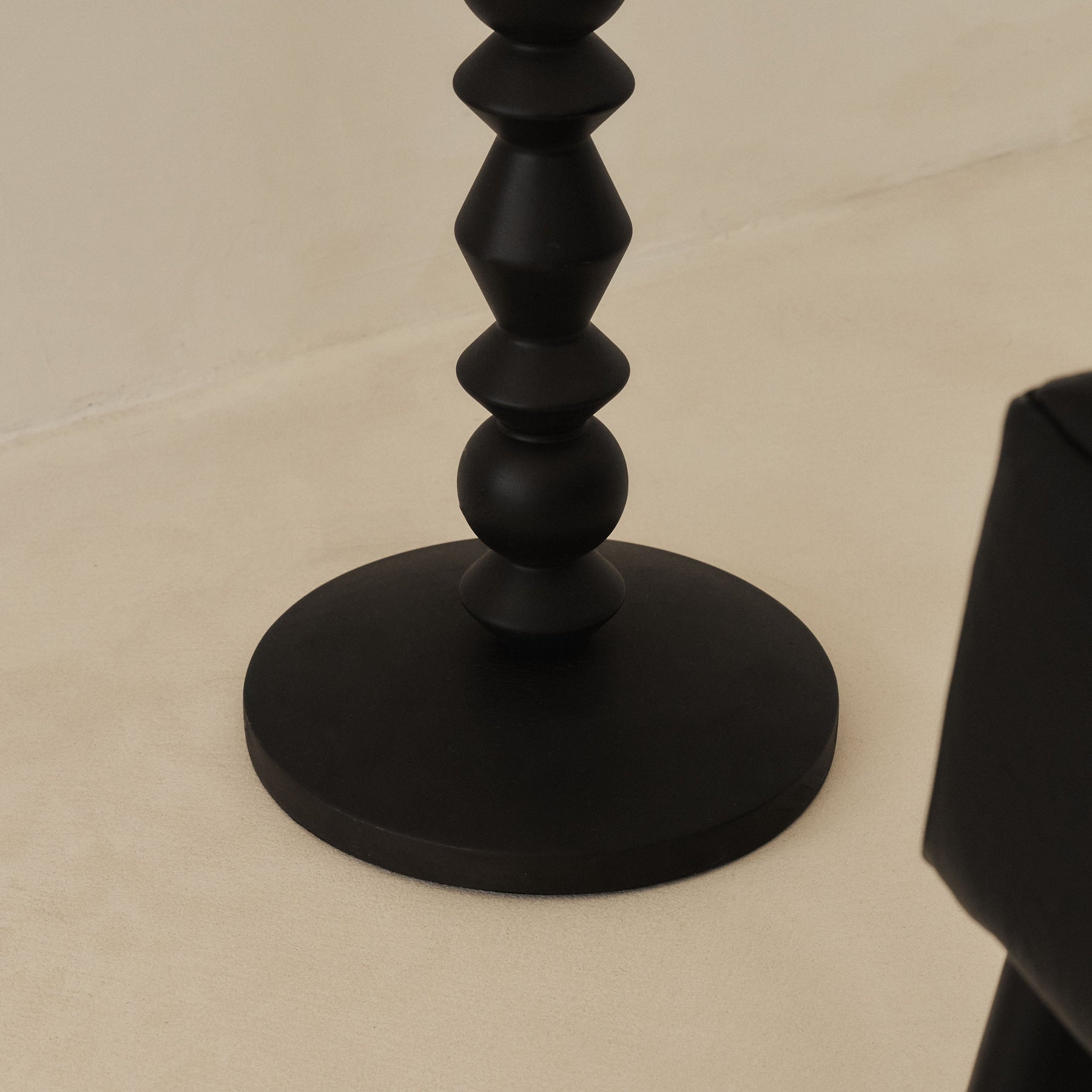 Ivy - Black Wood Drum Shade Floor Lamp