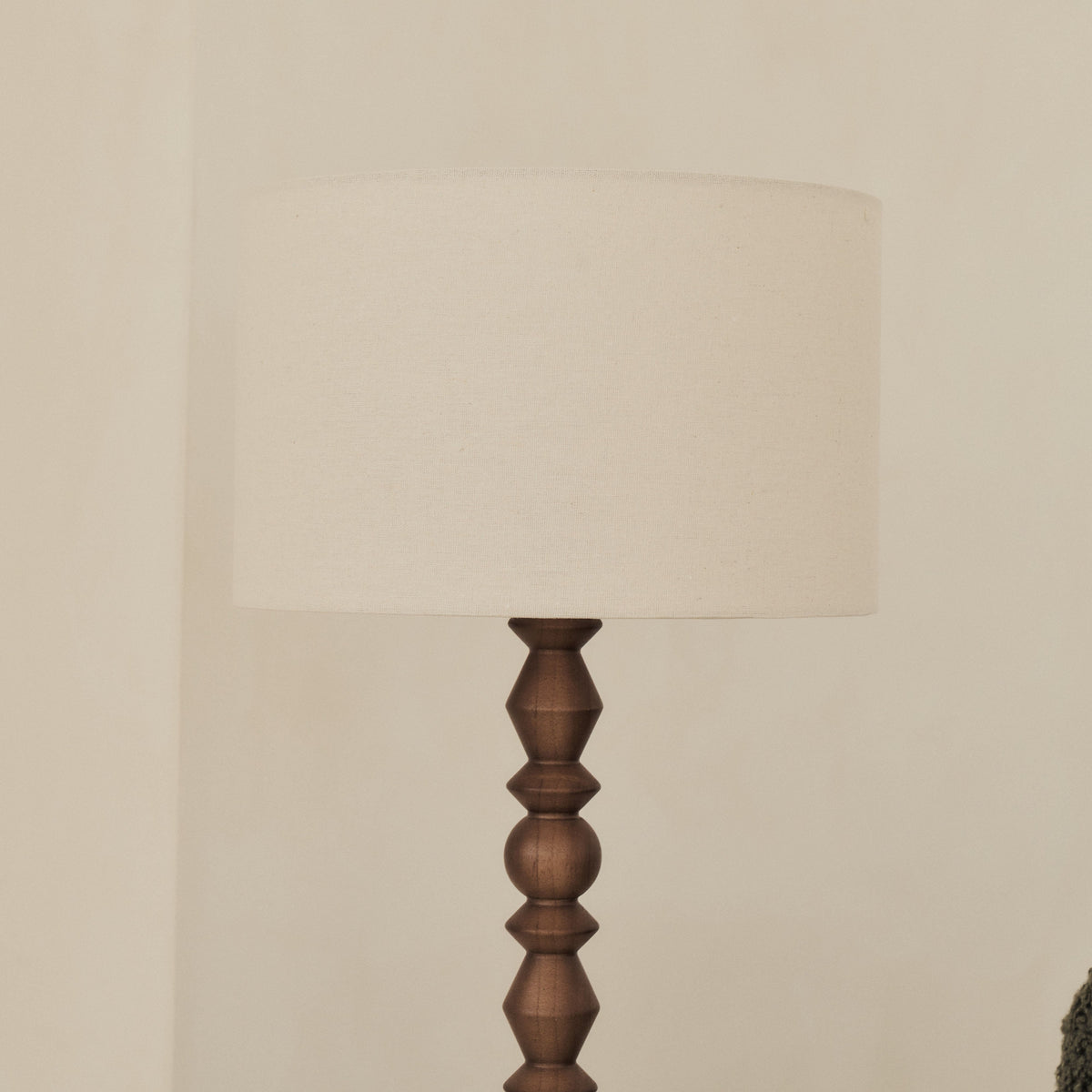 Ivy - Dark Wood Drum Shade Table Lamp
