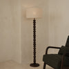 Ivy - Dark Wood Drum Shade Floor Lamp