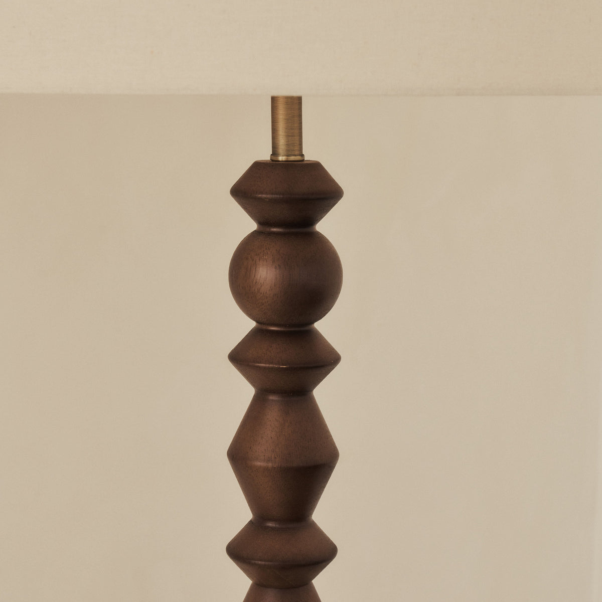 Ivy - Dark Wood Drum Shade Floor Lamp