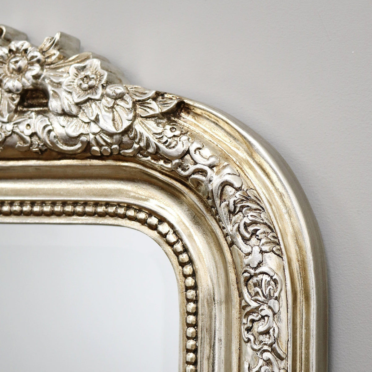 Full Length Champagne Ornate Mirror detail shot of frame corner
