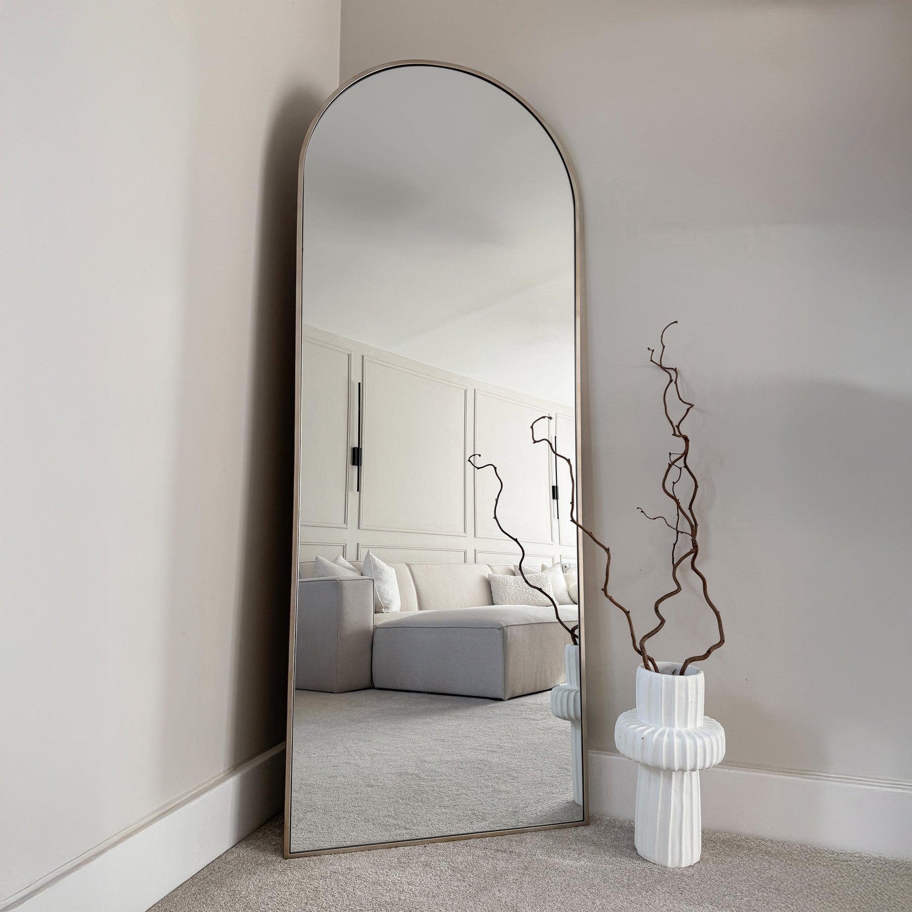 Liberty - Full Length Champagne Large Arched Metal Mirror 160cm x 60cm