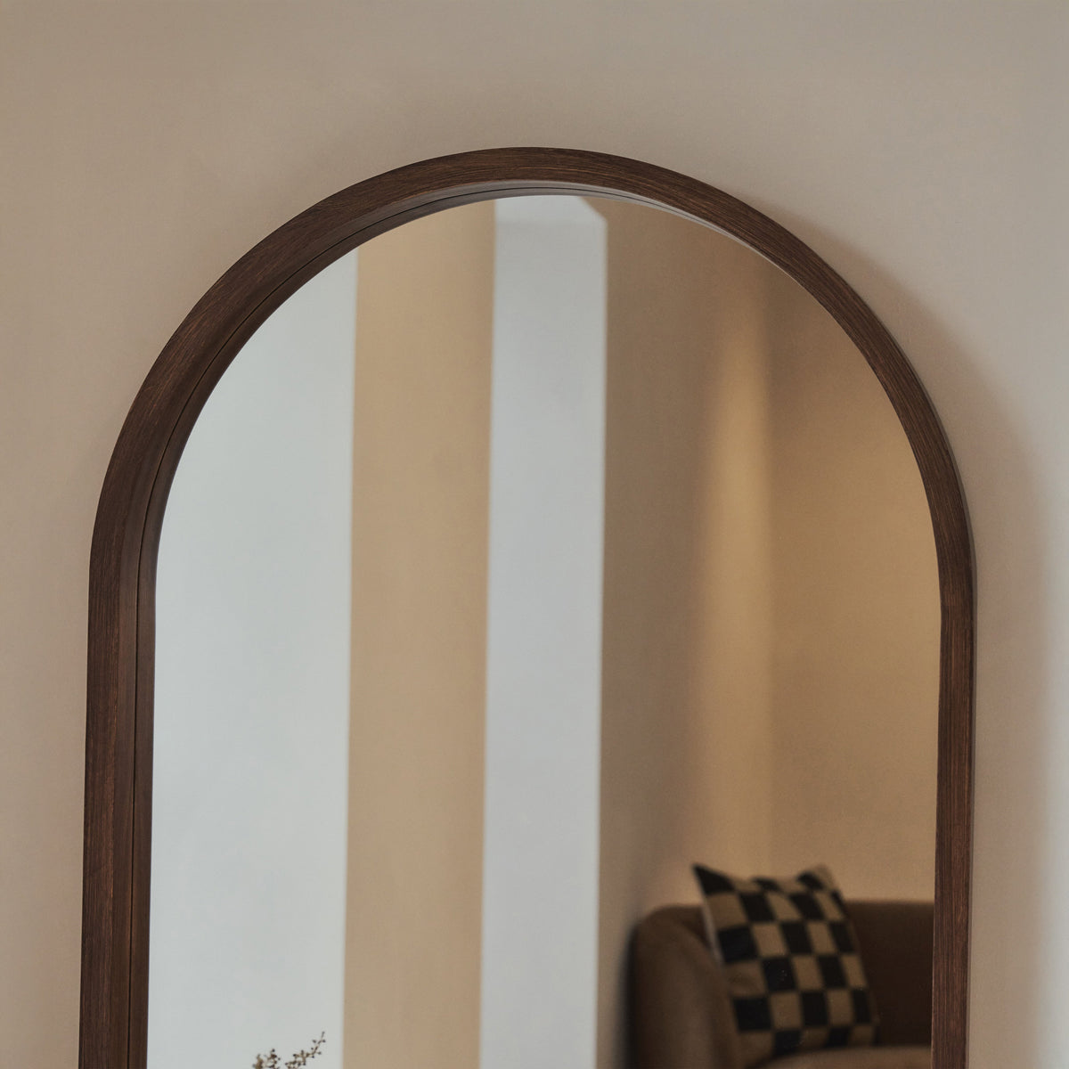 Lilia - Full Length Dark Wood Arched Wooden Mirror 170cm x 80cm