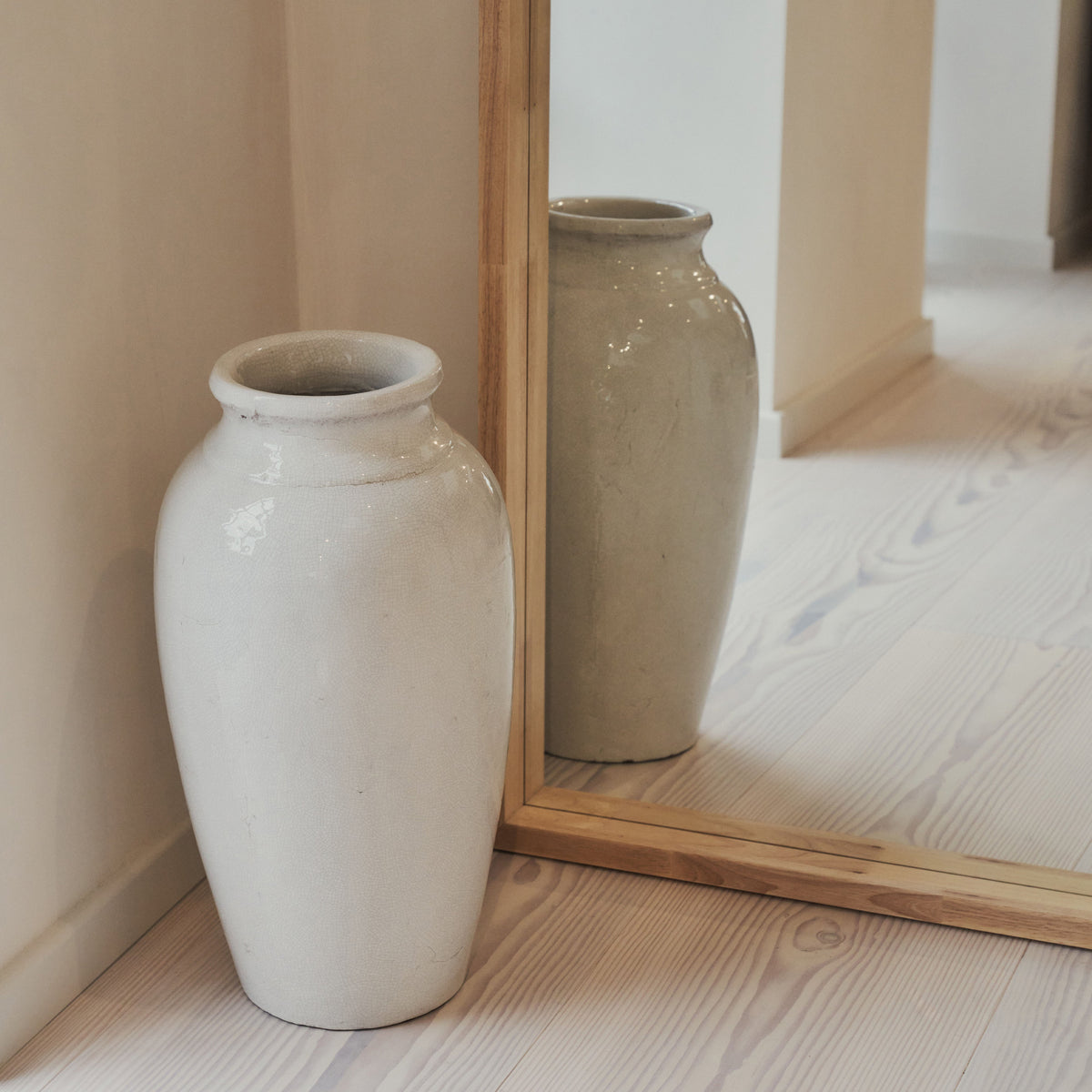 Lilia - Full Length Light Wood Arched Wooden Mirror 170cm x 80cm