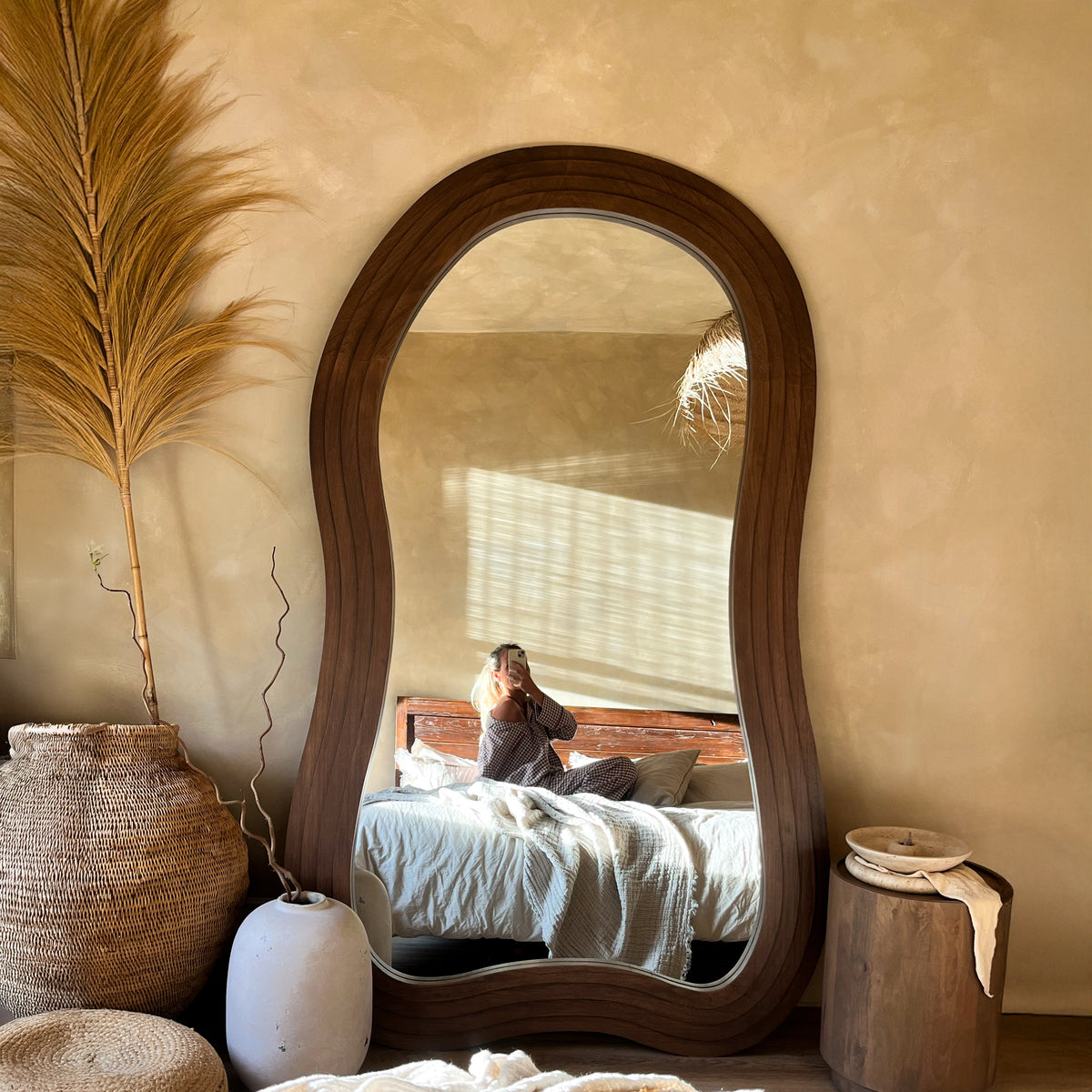 Luciana - Full Length Irregular Dark Wood Extra Large Mirror 200cm x 115cm