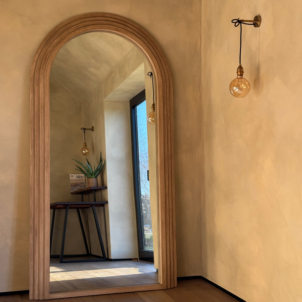 Luciana - Full Length Arched Washed Wood Mirror 196cm x 104cm