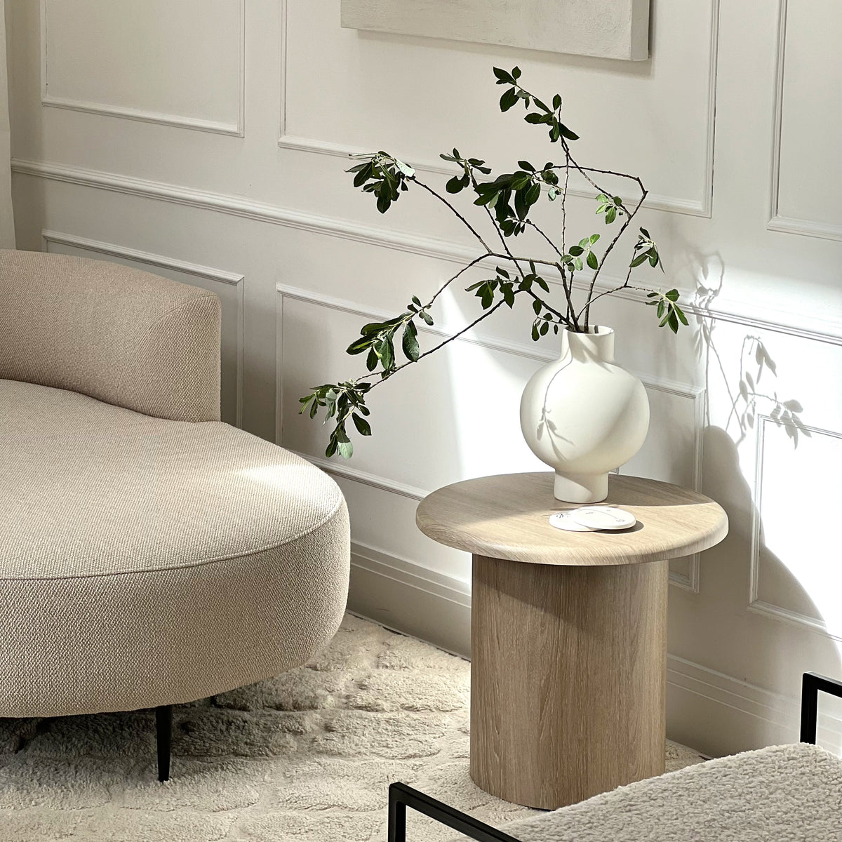 Madison - Washed Wood Round Wooden Side Table