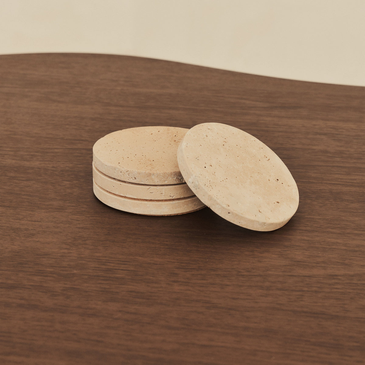 Marbelle - Cream Travertine Coasters Set of 4 Round