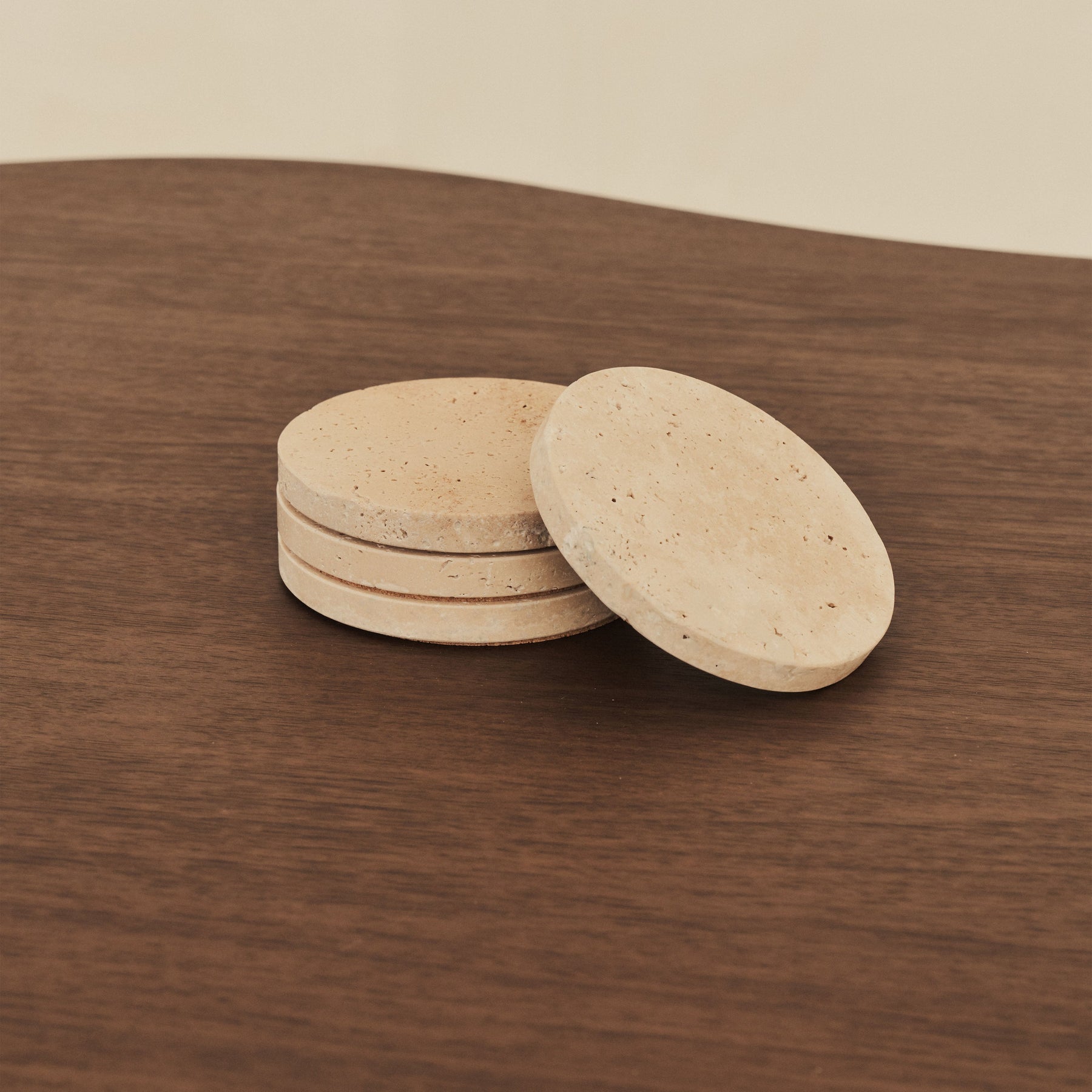 Marbelle - Cream Travertine Coasters Set of 4 Round