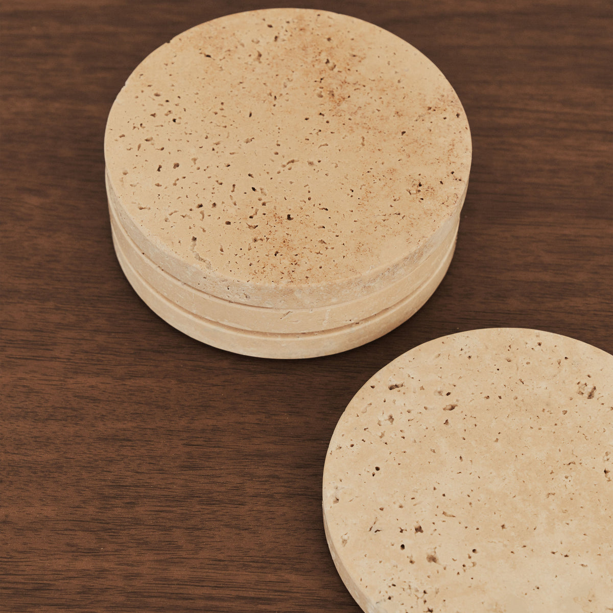 Marbelle - Cream Travertine Coasters Set of 4 Round