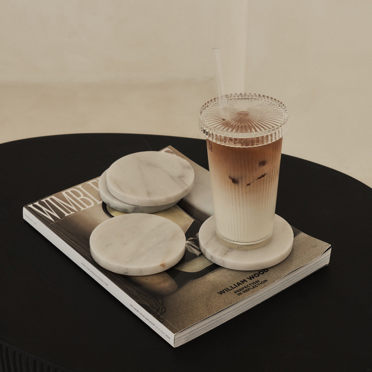 Marbelle - White Marble Coasters Set of 4 Round