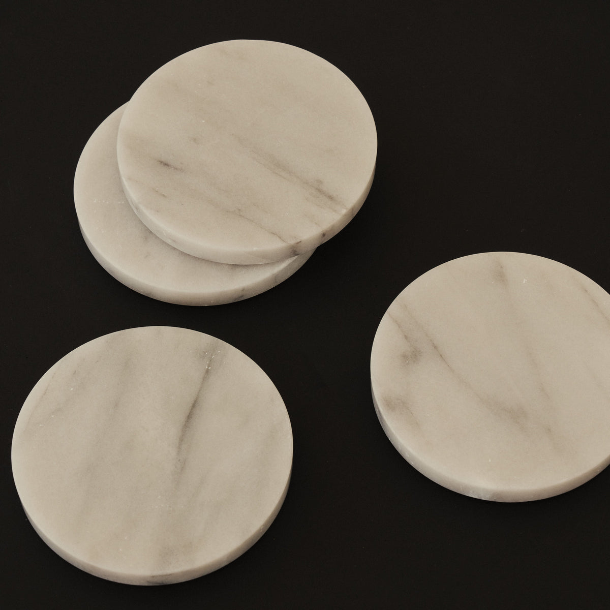 Marbelle - White Marble Coasters Set of 4 Round