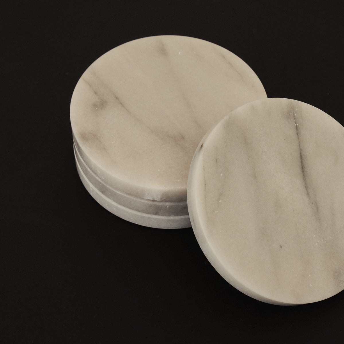 Marbelle - White Marble Coasters Set of 4 Round