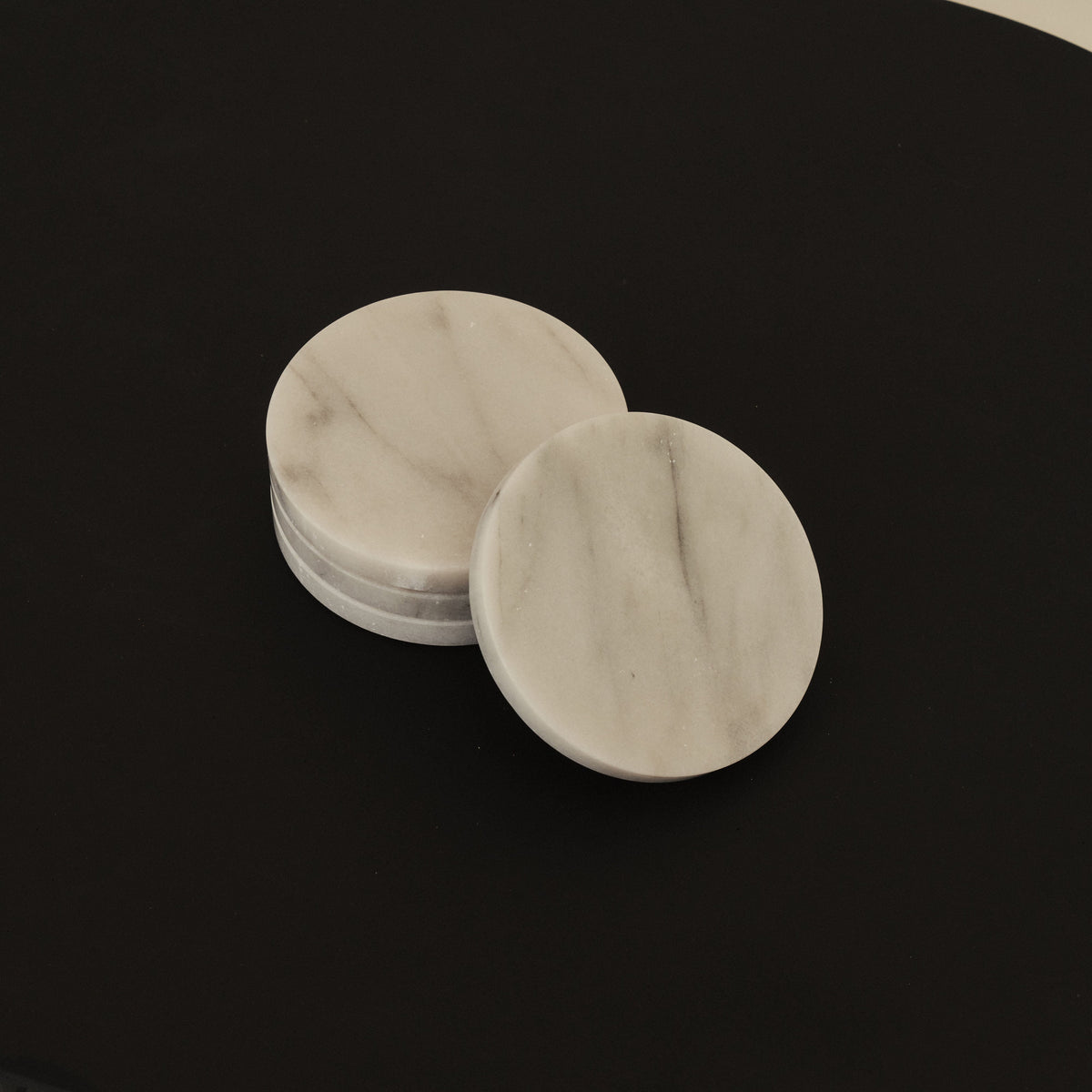 Marbelle - White Marble Coasters Set of 4 Round