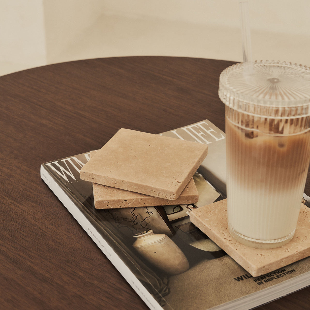 Marbelle - Cream Travertine Coasters Set of 4 Square