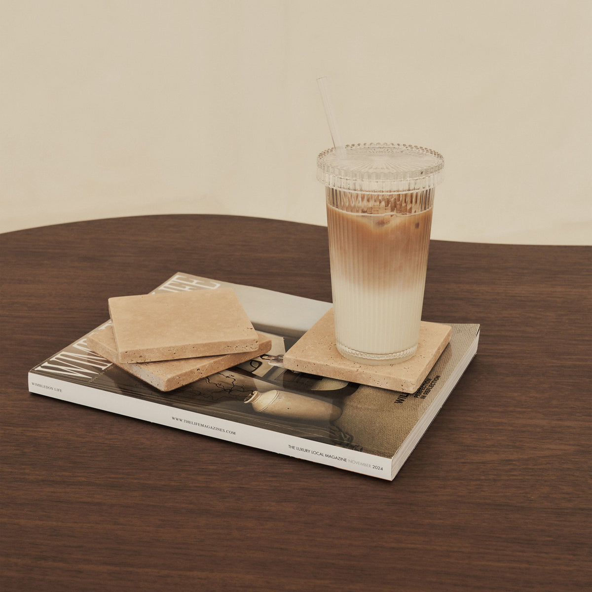 Marbelle - Cream Travertine Coasters Set of 4 Square