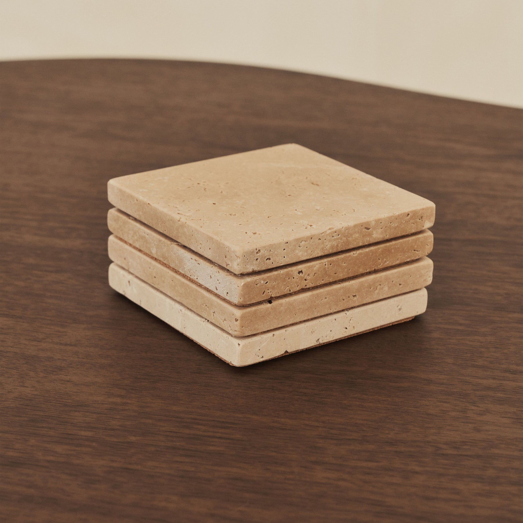 Marbelle - Cream Travertine Coasters Set of 4 Square