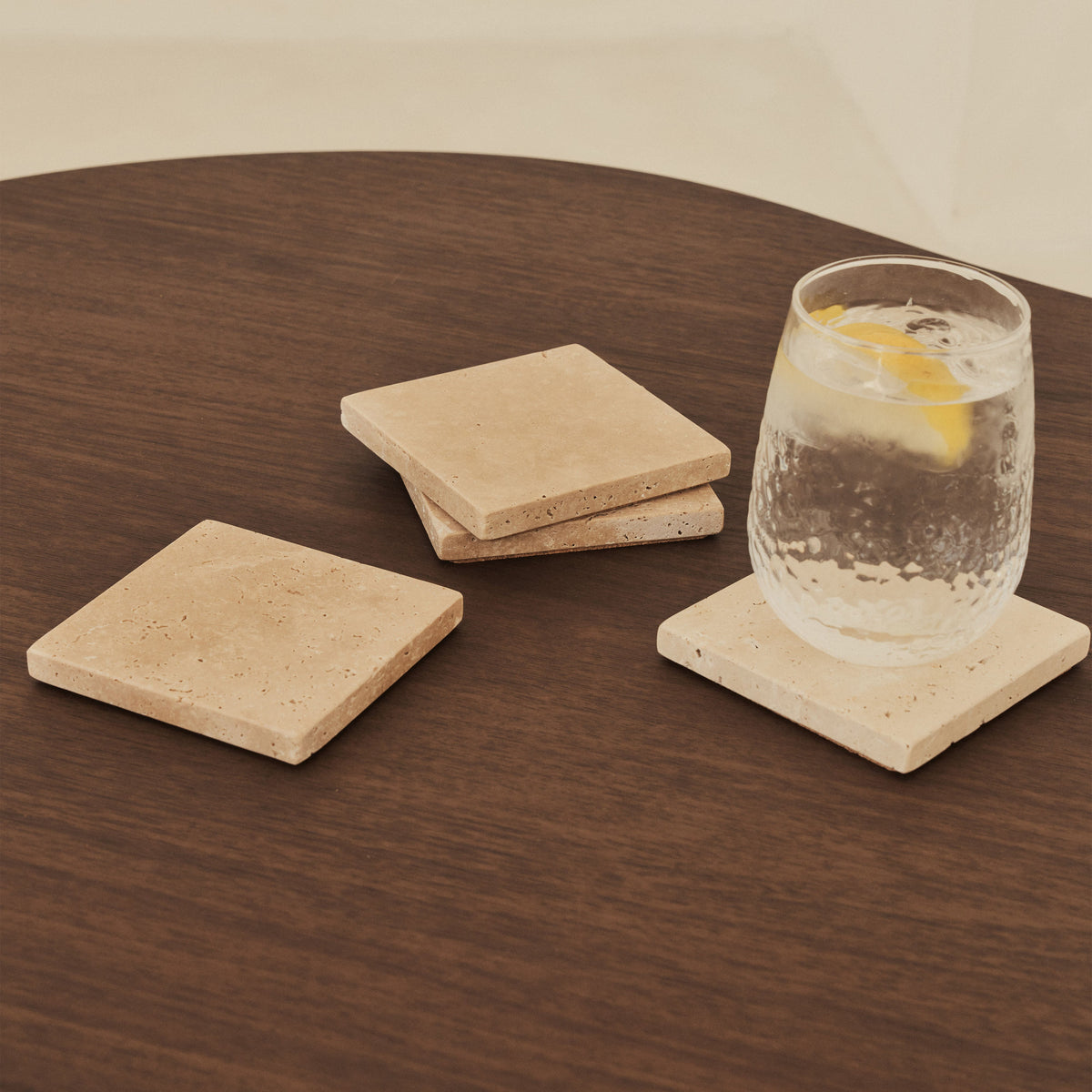 Marbelle - Cream Travertine Coasters Set of 4 Square