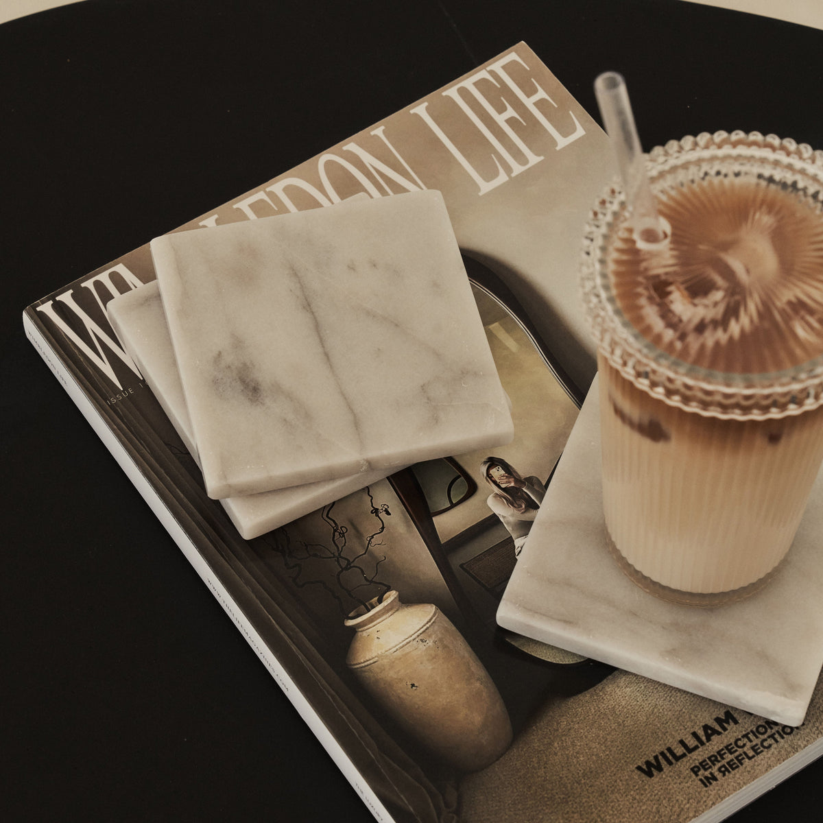 Marbelle - White Marble Coasters Set of 4 Square