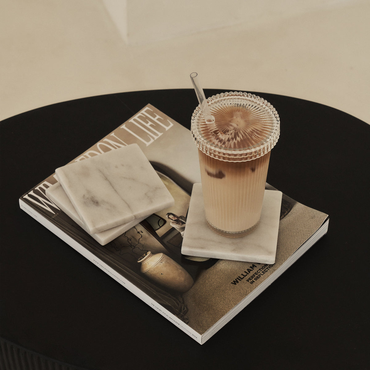 Marbelle - White Marble Coasters Set of 4 Square