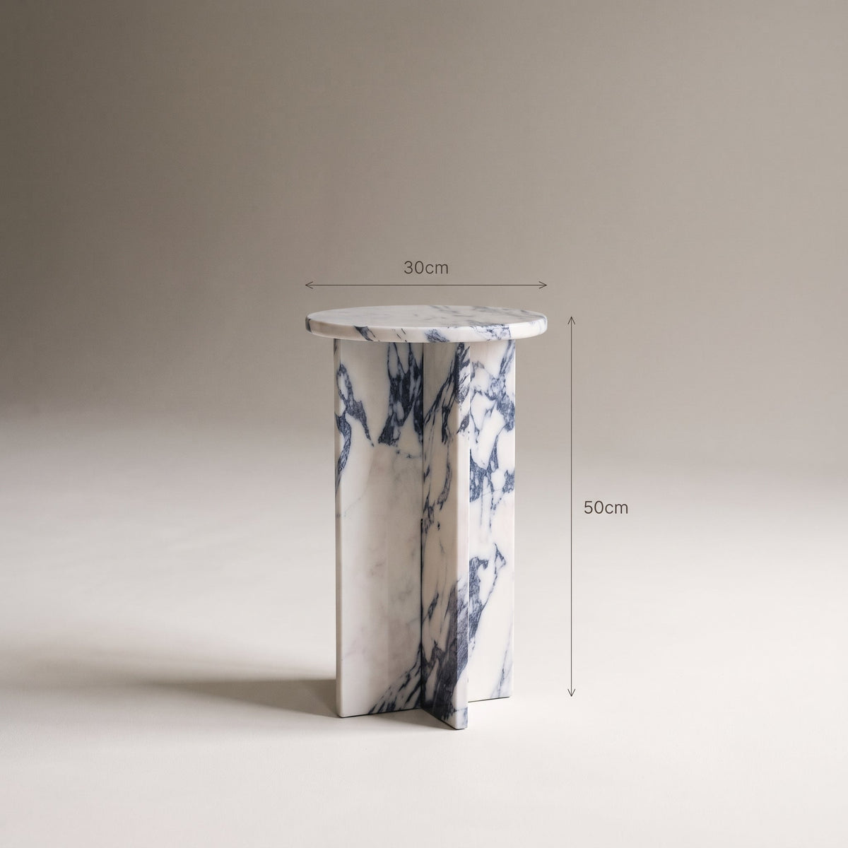Ravello - Arabescato Round Premium Solid Marble Side Table