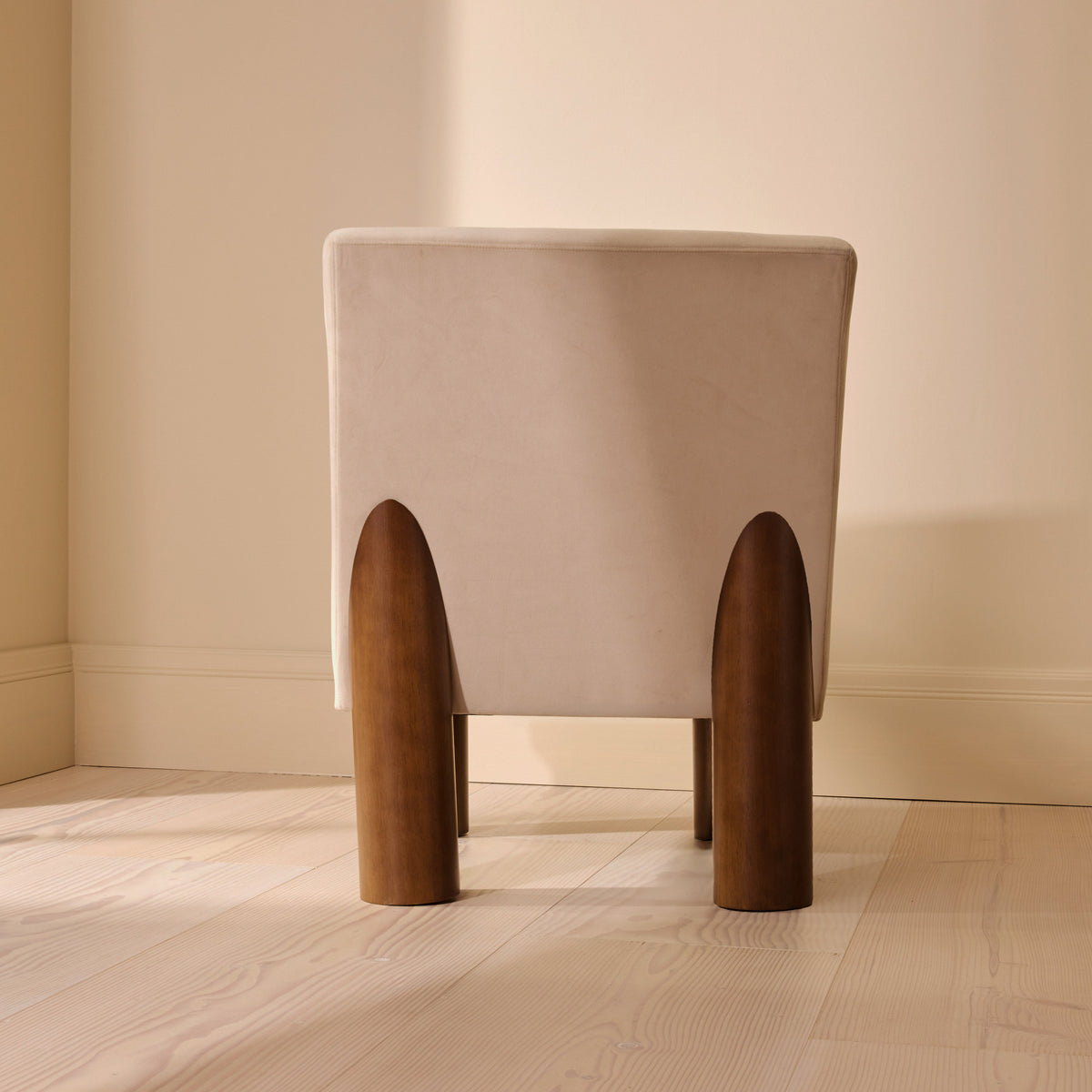 Rowan - Velvet Accent Chair Beige & Dark Wood