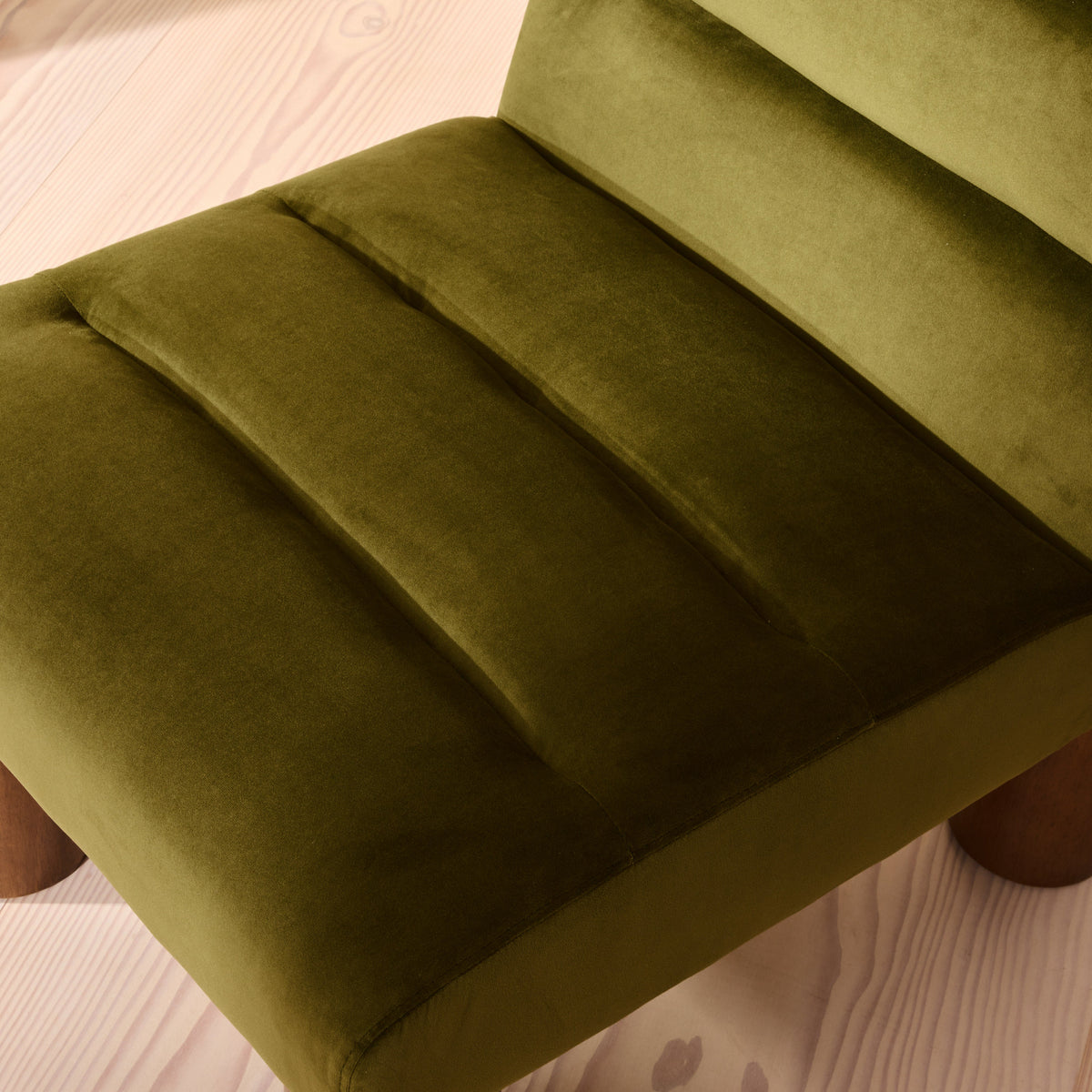 Rowan - Velvet Accent Chair Olive & Dark Wood