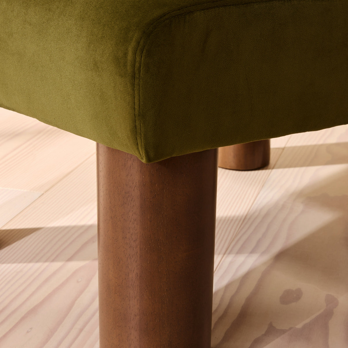 Rowan - Velvet Accent Chair Olive & Dark Wood