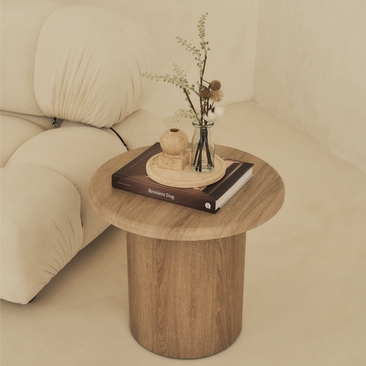 Madison - Washed Wood Round Wooden Side Table