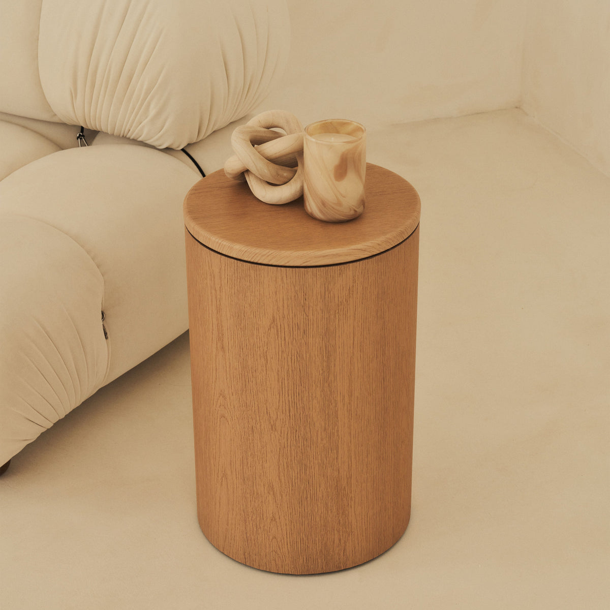 Madison - Light Wood Round Wooden Minimal Pedestal