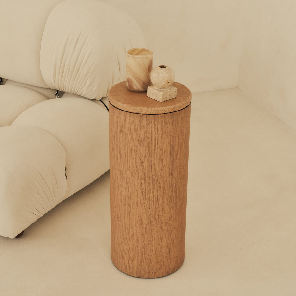Madison - Light Wood Round Wooden Minimal Plinth