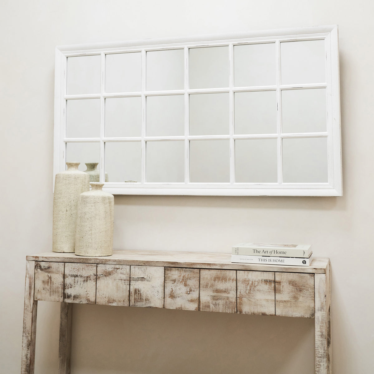 Sasha - White Shabby Chic Rectangular Window Mirror 134cm x 70cm