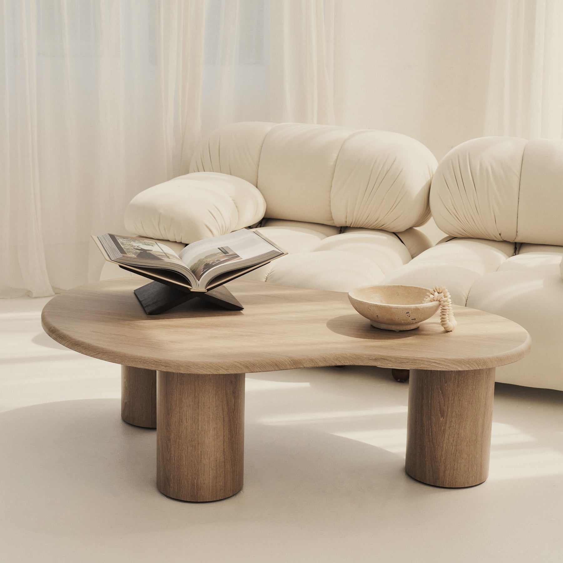 Savanna - Large Washed Wood Irregular Wooden Coffee Table